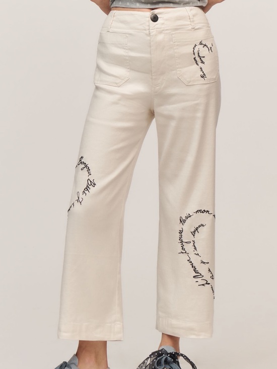 Maeve Denim - Maeve Collette Linen-blend Crop French Love Notes Pants NWT SOLD OUT